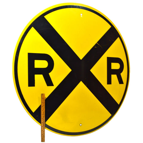 Vintage RR CROSSING Huge 36" RAILROAD ROAD SIGN Black on Yellow "PENNDOT 740-76"