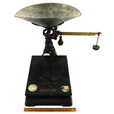 Antique ENTERPRISE JACOB BROS. COUNTER SCALE Cast Iron PLATFORM & PAN w/ WEIGHTS