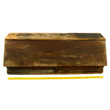 Antique CARPENTERS TOOL BOX Big 38" WALNUT WOOD CHEST Unusual SLOPE-FRONT c.19th