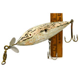 Antique WOODEN FISHING LURE 5" Hand/Homemade GREEN & SILVER Minnow PATINA!