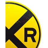 Vintage RR CROSSING Huge 36" RAILROAD ROAD SIGN Black on Yellow "PENNDOT 740-76"