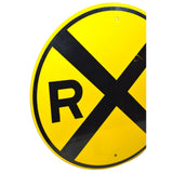 Vintage RR CROSSING Huge 36" RAILROAD ROAD SIGN Black on Yellow "PENNDOT 740-76"