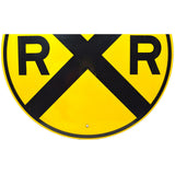 Vintage RR CROSSING Huge 36" RAILROAD ROAD SIGN Black on Yellow "PENNDOT 740-76"