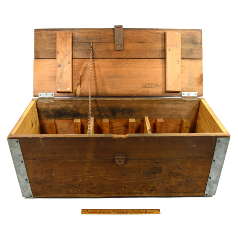 Vintage "UNION MADE" WOODEN CRATE Steel Corner Brackets WOOD TOOL BOX Tote CHEST