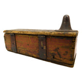 Antique HOMEMADE OIL CAN TOOL BOX Crude & Unusual IRON NIPPLE-TOP Old Red Paint!