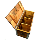 Vintage "UNION MADE" WOODEN CRATE Steel Corner Brackets WOOD TOOL BOX Tote CHEST