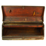 Antique CARPENTERS TOOL BOX Big 38" WALNUT WOOD CHEST Unusual SLOPE-FRONT c.19th