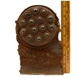 Antique RAILROAD REFLECTOR SIGN Small 5" Marker w/ 14 GLASS MARBLES Rusty Patina