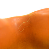 Antique WELLER "ROBA" VASE 6" Signed YELLOW-ORANGE w BLUEBELL FLOWERS Ruffle Lip