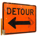 Vintage DOUBLE-SIDED ROAD SIGN 24x30" Construction "DETOUR" & "SPEED LIMIT 25"