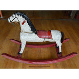 Antique LARGE WOODEN ROCKING HORSE Kid/Child Size 41x15x28 HOMEMADE Hand-Carved