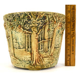 Antique WELLER POTTERY 4-5/8" FOREST JARDINIERE Signed "F"? FLOWER POT Tab Feet