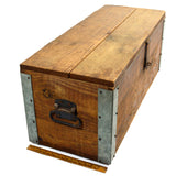 Vintage "UNION MADE" WOODEN CRATE Steel Corner Brackets WOOD TOOL BOX Tote CHEST