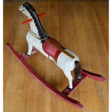 Antique LARGE WOODEN ROCKING HORSE Kid/Child Size 41x15x28 HOMEMADE Hand-Carved