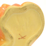 Antique WELLER "ROBA" VASE 6" Signed YELLOW-ORANGE w BLUEBELL FLOWERS Ruffle Lip