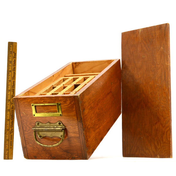 Vintage HOMEMADE CEDAR WOOD BOX Custom for GLASS SLIDES STORAGE Lidded UNUSUAL!!