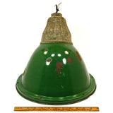 Vintage "WHEELER BOSTON" INDUSTRIAL LIGHT Large 14" GREEN PORCELAIN Gas Station