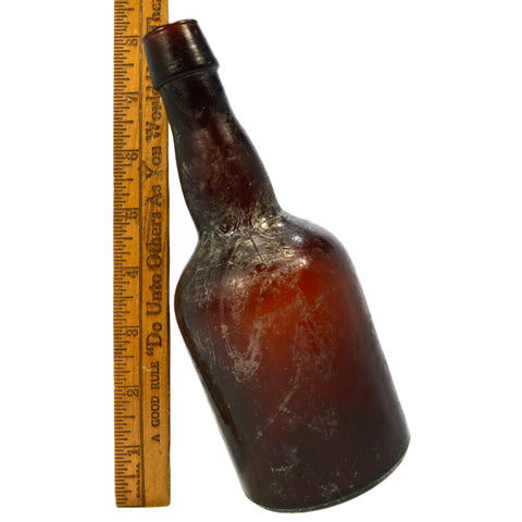 Antique SQUAT PORTER/BEER BOTTLE Amber Glass 'LADY LEG' Smooth Base TAPERED LIP