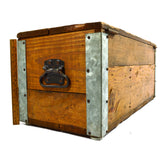 Vintage "UNION MADE" WOODEN CRATE Steel Corner Brackets WOOD TOOL BOX Tote CHEST
