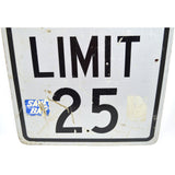 Vintage DOUBLE-SIDED ROAD SIGN 24x30" Construction "DETOUR" & "SPEED LIMIT 25"