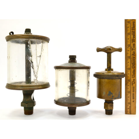 Vintage BRASS OILER Lot of 3; LUNKENHEIMER No. 6, 1300 & MARINE #2 + Cast Mfg Co