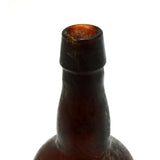 Antique SQUAT PORTER/BEER BOTTLE Amber Glass 'LADY LEG' Smooth Base TAPERED LIP