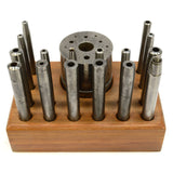 Vintage JEWELER'S STAKING SET Stake/Punch Lot of 17 pcs in WOOD STAND Unbranded