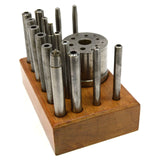 Vintage JEWELER'S STAKING SET Stake/Punch Lot of 17 pcs in WOOD STAND Unbranded