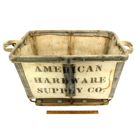 Vintage INDUSTRIAL CANVAS TOTE Tools/Parts Bin AMERICAN HARDWARE SUPPLY CO Rare!