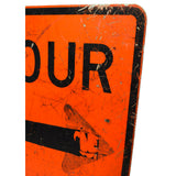 Vintage DOUBLE-SIDED ROAD SIGN 24x30" Construction "DETOUR" & "SPEED LIMIT 25"