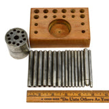 Vintage JEWELER'S STAKING SET Stake/Punch Lot of 17 pcs in WOOD STAND Unbranded