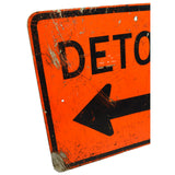 Vintage DOUBLE-SIDED ROAD SIGN 24x30" Construction "DETOUR" & "SPEED LIMIT 25"