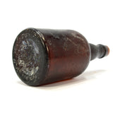 Antique SQUAT PORTER/BEER BOTTLE Amber Glass 'LADY LEG' Smooth Base TAPERED LIP