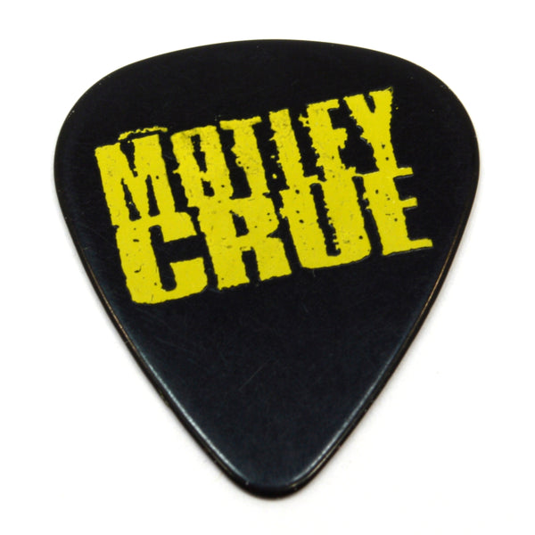 Original MOTLEY CRUE TOUR GUITAR PICK Yellow on Black "MICK MARS" Signature Pic