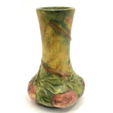 Antique WELLER "BALDIN" ROSE BUD VASE 6" Bulbous APPLE TREE MOTIF c.1915-1920 VG