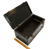 Vintage WOOD TOOL BOX Unbranded HEAVY DUTY 14x7x6.5 Old Black Paint RICH PATINA!