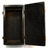 Vintage WOOD TOOL BOX Unbranded HEAVY DUTY 14x7x6.5 Old Black Paint RICH PATINA!