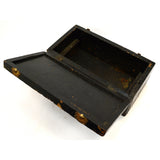 Vintage WOOD TOOL BOX Unbranded HEAVY DUTY 14x7x6.5 Old Black Paint RICH PATINA!