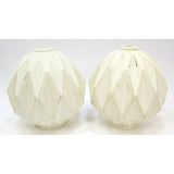 Vintage WHITE GLASS LIGHT SHADE Lot of 2 Salvaged 8" LAMP GLOBES Deflated Look