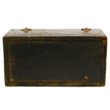 Vintage WOOD TOOL BOX Unbranded HEAVY DUTY 14x7x6.5 Old Black Paint RICH PATINA!
