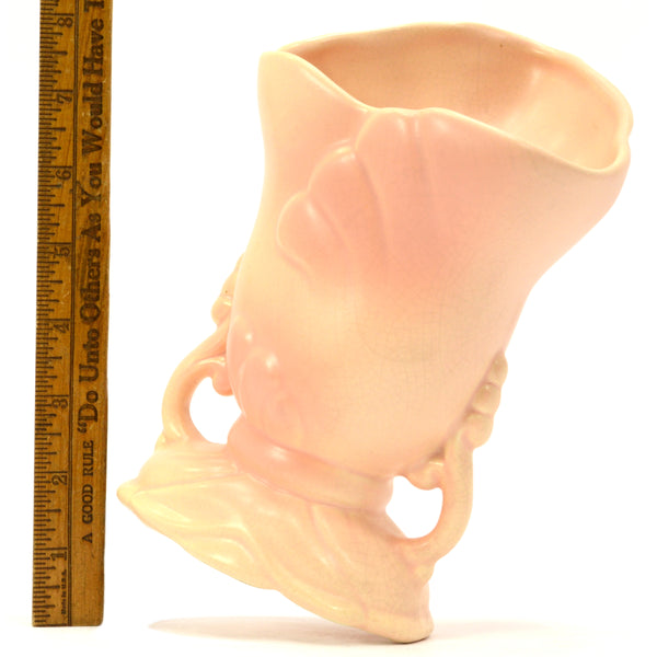 Antique WELLER POTTERY LIDO VASE 7.5" Pale Pink ART NOUVEAU Double Handled c1920