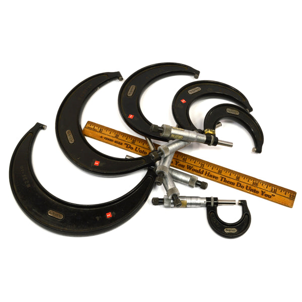 Vintage STARRETT OUTSIDE MICROMETER SET No. 436, Lot of 6 MICROMETERS 0-6" Range