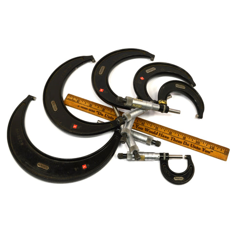 Vintage STARRETT OUTSIDE MICROMETER SET No. 436, Lot of 6 MICROMETERS 0-6" Range