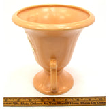 Antique WELLER POTTERY CAMEO URN/VASE 7" Double Handled SALMON w/ WHITE FLOWERS