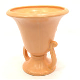 Antique WELLER POTTERY CAMEO URN/VASE 7" Double Handled SALMON w/ WHITE FLOWERS