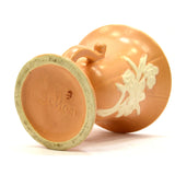 Antique WELLER POTTERY CAMEO URN/VASE 7" Double Handled SALMON w/ WHITE FLOWERS