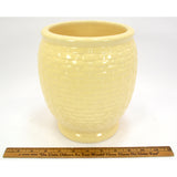 Antique WELLER POTTERY "BASKET WEAVE" VASE 8" Light Yellow COOKIE JAR **No Lid**