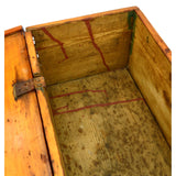 Antique WOOD DOVETAILED BOX 24x11x10 Small BLANKET CHEST Primitive PATINA c.19th