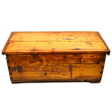Antique WOOD DOVETAILED BOX 24x11x10 Small BLANKET CHEST Primitive PATINA c.19th
