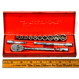 Vintage SNAP-ON TOOLS 1/4" Drive 6-Pt SOCKET RATCHET SET #KRA-229 Excellent SAE